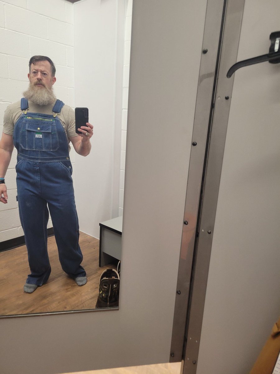 DCiphered's tweet photo. Running errands the other day w/ Son3. Popped into tractor supply to try on some overalls.  Son3 commented my mid-life crisis was lame. https://t.co/hicVXmiZlF