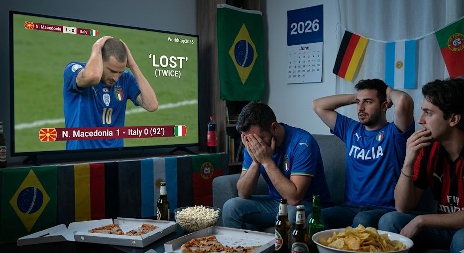 FCBJenil's tweet photo. Nobody:

Italy watching the World Cup from home:

"The qualifying format is unfair actually"

Bro lost to North Macedonia. Twice.

#WorldCup2026 #italy https://t.co/3Y8TUUaBUS