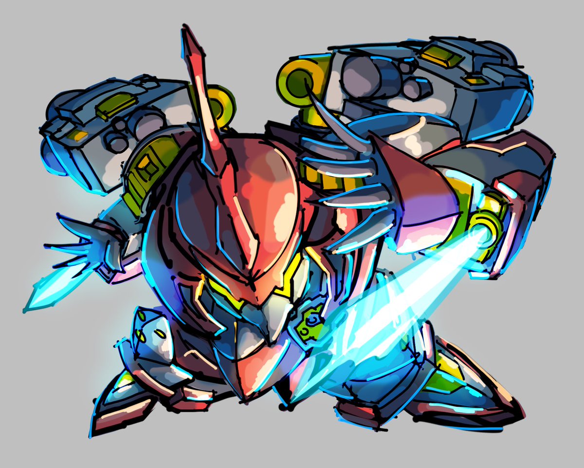 nica_red08's tweet photo. 敵メカ大戦、まずは4体ラフが描けました！
見事に近接武器主体のチョイスとポーズ。 https://t.co/f78tEX6Kcr