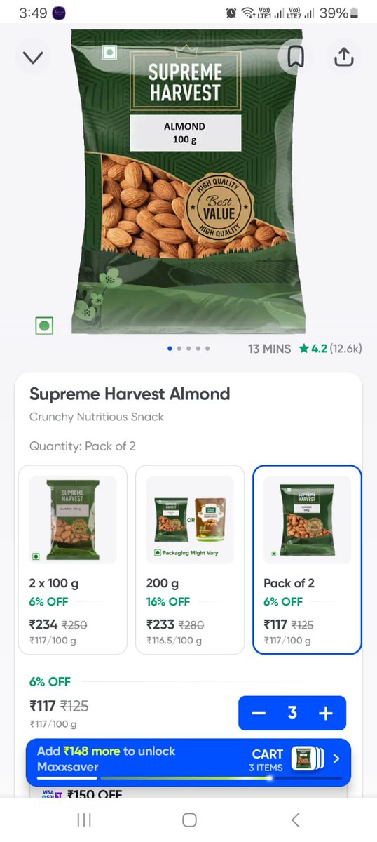 ShvetaPatel5's tweet photo. Order pack of 2 thrice which means i should receive 6 packets,but received only 3. @SwiggyCares @Swiggy @instamart_it request to fulfil the order, or i shall legally file a police case and court complaint.
Order#240229264813489 https://t.co/VyYpW5oIN1