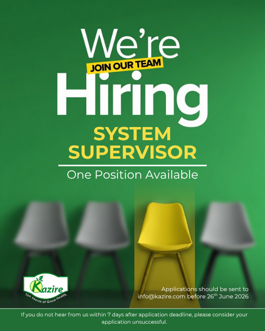 Kazire_Products's tweet photo. We’re looking for System Supervisor to join our team. If you have a proven track record in the field and would like to contribute to our team, we’d like to meet you.  

Send your application to info@kazire.com  
Application Deadline: 26th June 2026 https://t.co/0YFvAHd3o8