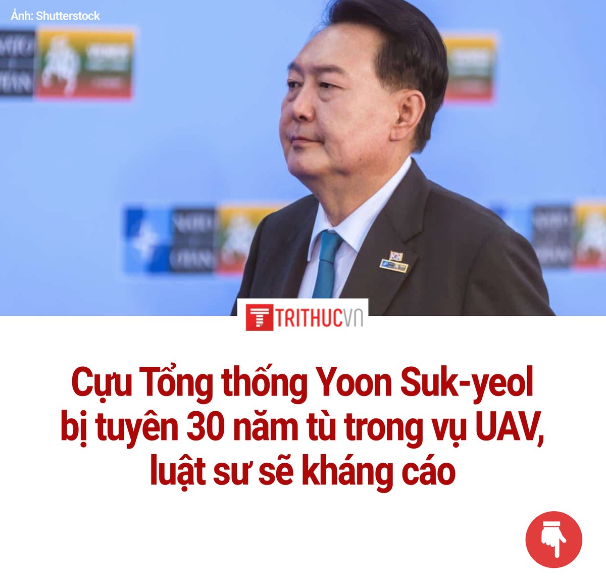 trithucvn's tweet photo. Ngày 12/6, Tòa án Quận Trung tâm Seoul đã tuyên phạt cựu Tổng thống Hàn Quốc Yoon Suk-yeol 30 năm tù. Tòa cho rằng ông đã ra lệnh triển khai máy bay không người lái xâm nhập lãnh thổ Triều Tiên nhằm làm gia tăng căng thẳng liên Triều, từ đó tạo cơ sở để... https://t.co/hEYMozpI7H