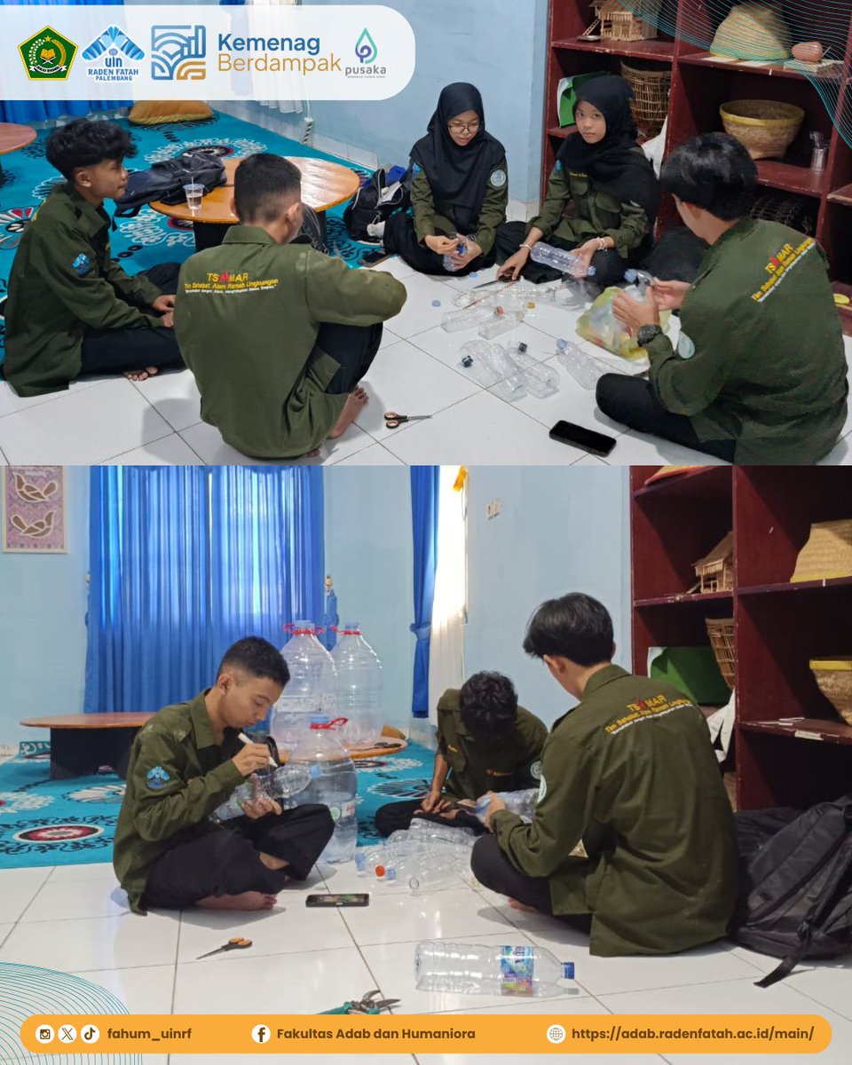 fahum_uinrf's tweet photo. ♻️🌿 TSAMAR berkolaborasi dalam kegiatan #JumatBersihFAHUM dengan aksi bersih lingkungan sekaligus mengolah botol plastik bekas menjadi pot bunga.
Langkah kecil untuk mengurangi sampah, langkah besar untuk kampus yang lebih hijau dan berkelanjutan. 🌱
#uinradenfatah #fahumhebat https://t.co/R2W9Xnn8hF