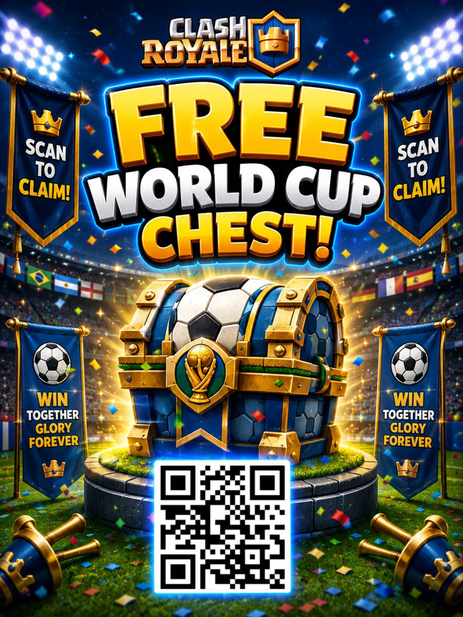 NFT_FANATICS's tweet photo. Free world Cup Chest Clash Royale QR Code

#clashroyale https://t.co/AgzjzRiyO5