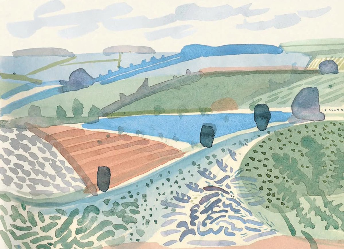 betty_nft's tweet photo. RIP David Hockney. My favourite pieces of his were his early work inspired by the landscapes of West Yorkshire (where both he and I are from). A big contrast to his later brightly coloured California inspired pieces, but they represent my hometown so I always felt very connected. https://t.co/G0MeMtviVO