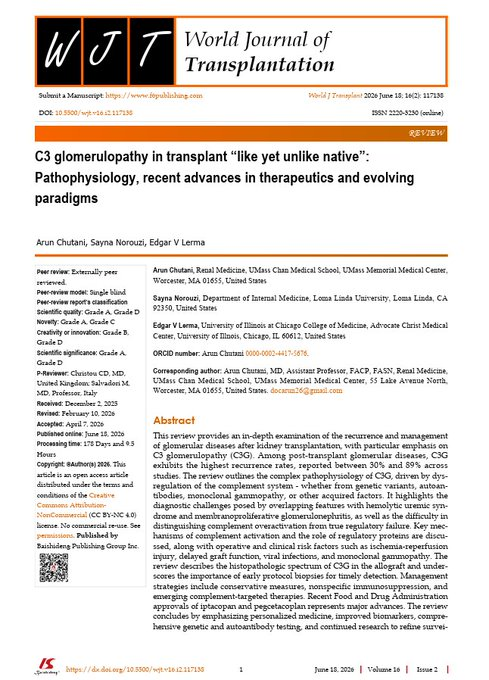 edgarvlermamd's tweet photo. C3 glomerulopathy in transplant “like yet unlike native”: Pathophysiology, recent advances in therapeutics and evolving paradigms ca. 2026 @SaynaNorouzi #Nephpearls

👉 https://t.co/DCiwi98Xkp https://t.co/pPuwBtMlxA