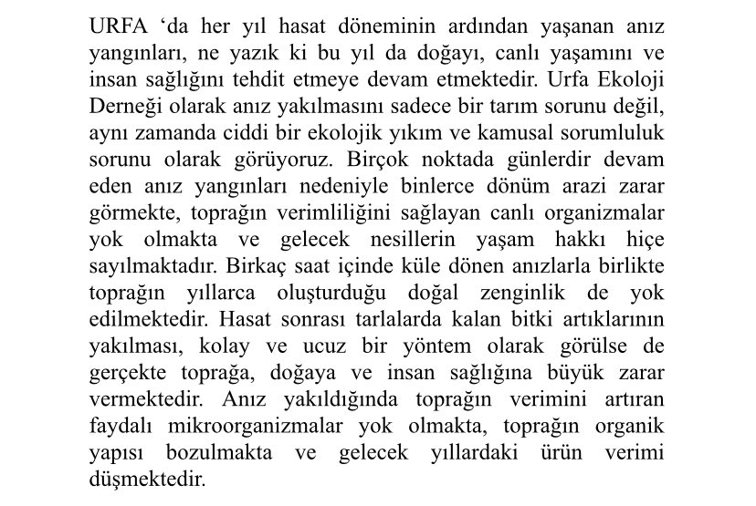 urfaekoloji's tweet photo. Anız yangınları ciddi bir ekolojik yıkımdır. Urfa Ekoloji Meclisi olarak halk sağlığını ve geleceğimizi korumaya çağırıyoruz. https://t.co/sAHkO3t7JR
