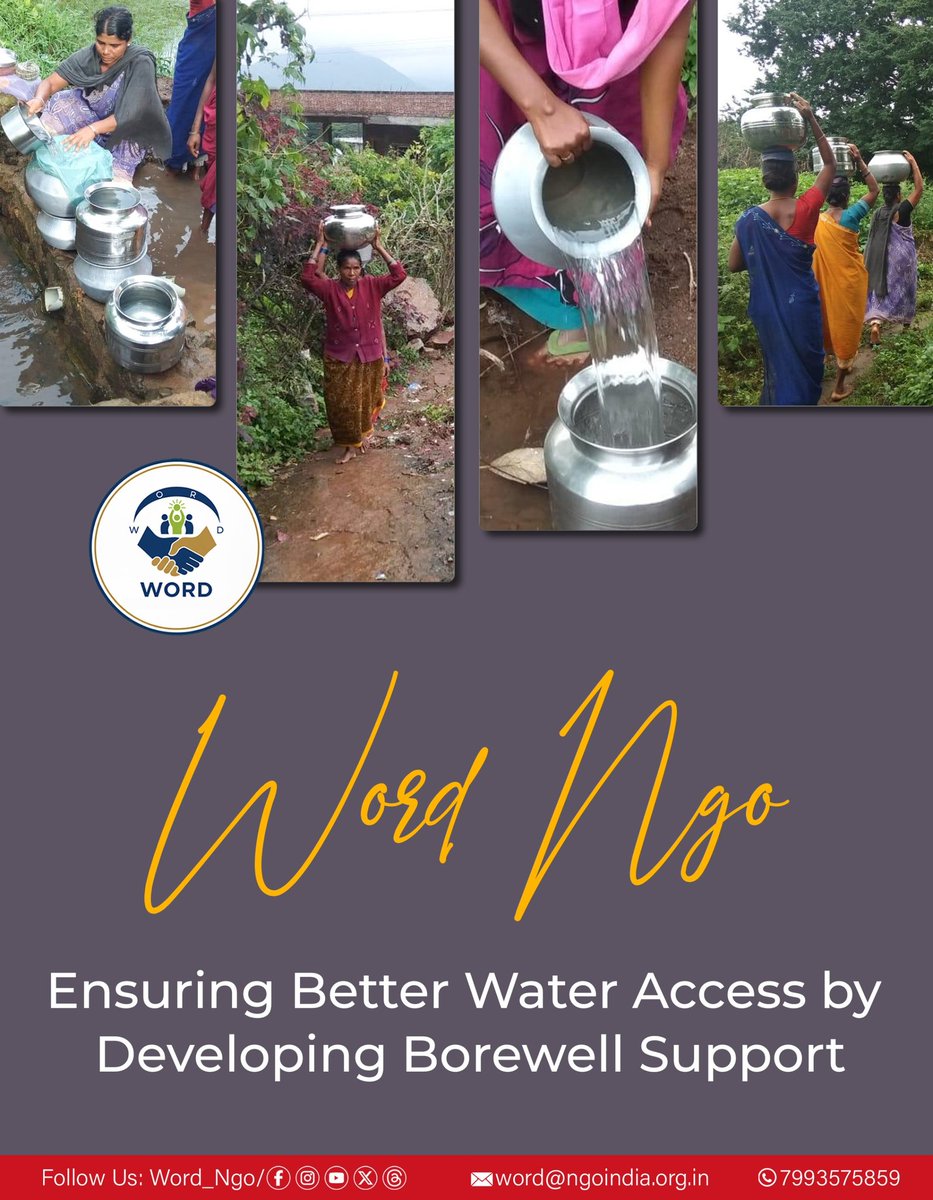 NgoWord's tweet photo. 💧 WORD NGO – Tribal Water Support 💧

Clean water changes lives. WORD NGO is dedicated to bringing safe drinking water to tribal communities, promoting better health, dignity, and sustainable development.

#WORDNGO #TribalWaterSupport #CleanWaterForAll #WaterForLife https://t.co/LyP7tXEvbQ
