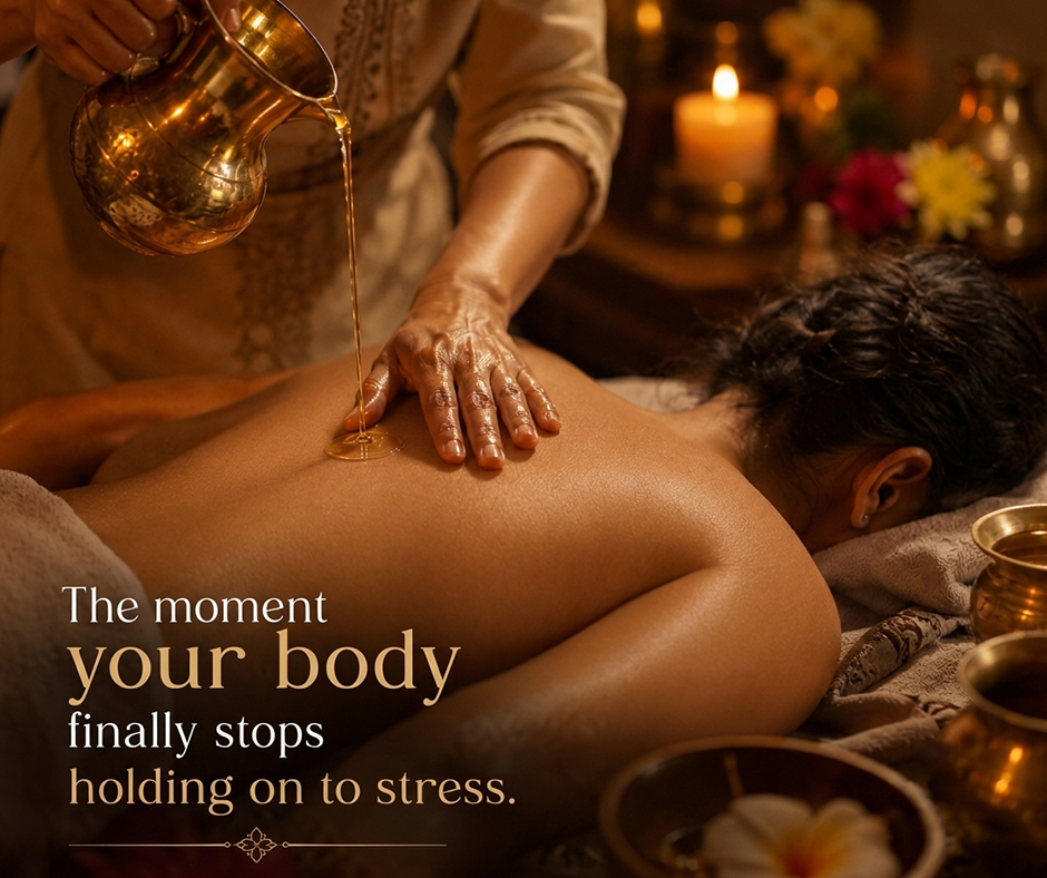 Sevayu1's tweet photo. You can't play every match on low fuel.
Sometimes, your body needs touch, warmth, &amp; time to unwind. 

Abhyanga is a full-body Ayurvedic massage using herbal oils. 

It helps ease tension &amp; support blood flow. It also leaves the skin soft &amp; healthy.

#AbhyangaBenefits #StressReset https://t.co/HXGRTKKhlA