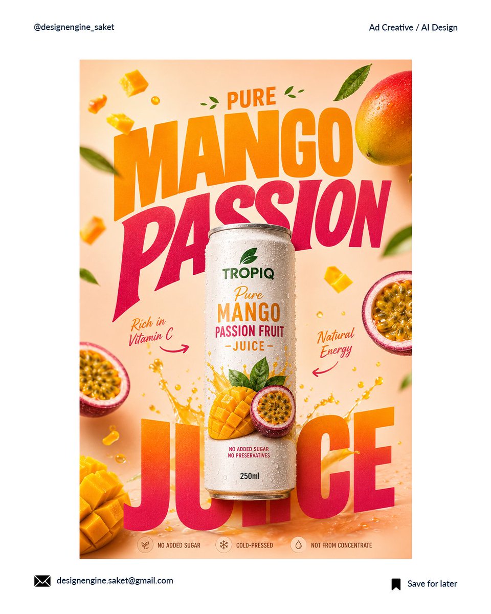 de_saket's tweet photo. Want to design high-converting FMCG ads without spending hours on 3D rendering?
​AI image generation has officially leveled up.
Drop a comment with "PROMPT" below, and we'll send you the prompt straight to your DMs!
​#AICreative #GraphicDesign #CommercialPhotography #DesignEngine https://t.co/9tNRDVyPjX