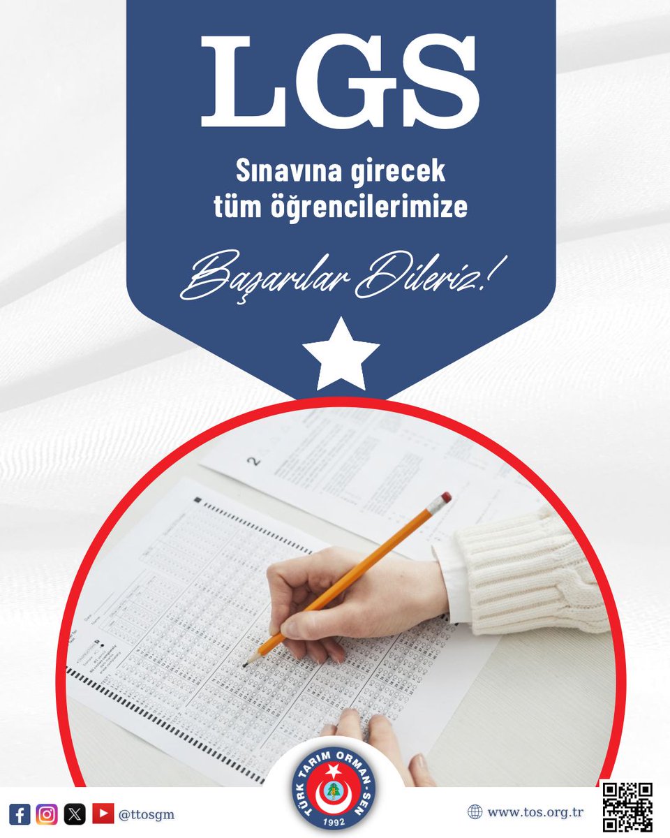 ttosgm's tweet photo. LGS sınavına girecek tüm evlatlarımıza başarılar diliyor, emeklerinin karşılığını almalarını temenni ediyoruz. Geleceğimizin teminatı olan öğrencilerimizin yolu açık, başarıları daim olsun. 

@AhmetDemirciTOS 
Genel Başkan
Yönetim Kurulu Adına https://t.co/mD122eGEYN