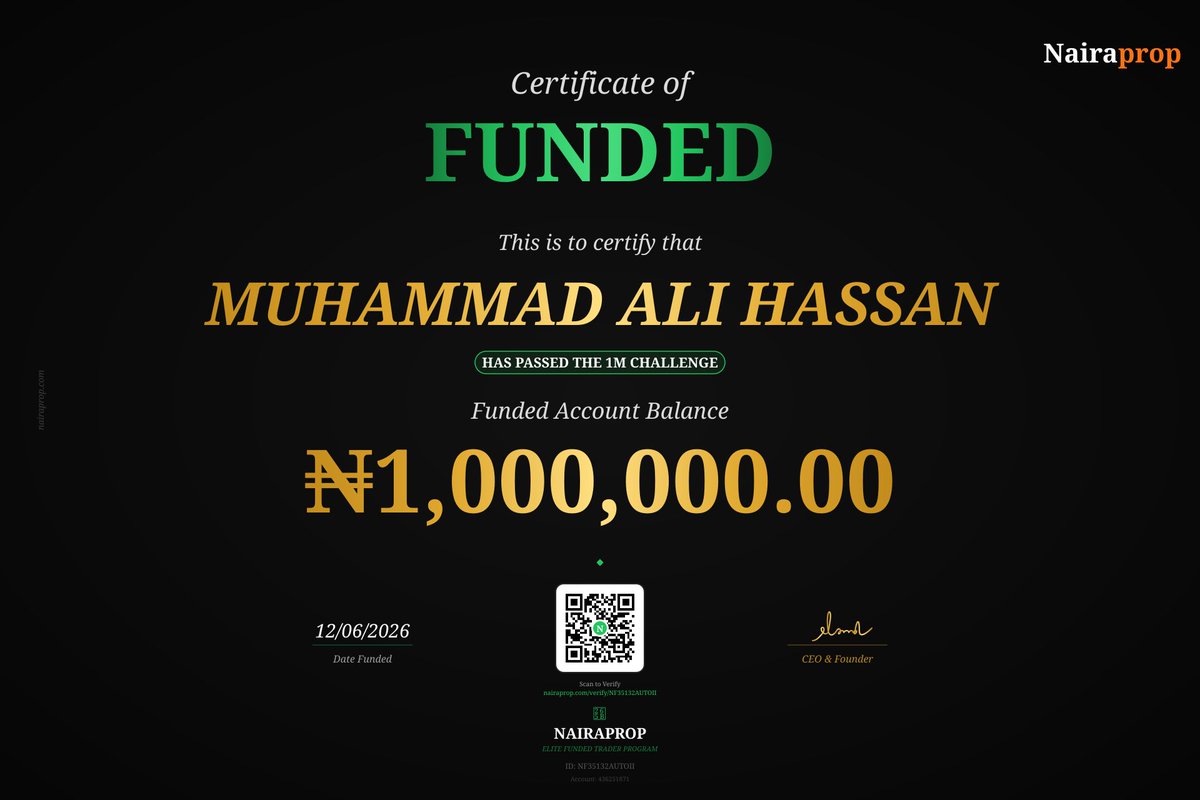 matreexfx's tweet photo. Alhamdulillah Within just 24 hours I turned a ₦1,000,000 challenge into a fully funded account with @nairaprop
No luck No gambling Just discipline risk management and execution
If you're serious about trading 
your next payout could be closer than you think
Alhamdulillah 👐 https://t.co/yyedUXl5YB