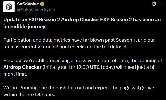 SrEarningBoss's tweet photo. Dear @SoSoValueCrypto Team We are all waiting for your S2 Allocation Checker. You have already taken eight hours. If you need to take more time, there is no problem. But the thing is, don't let them down. Give a small allocation.

We Are Waiting @SoSoValueCrypto S2 Good Allocation soon

#Soso #Sosovalue