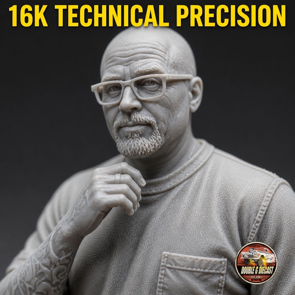 DoubleG3DPrint's tweet photo. Ever wonder why our figures look so crisp in macro? 📸 Lab prep! 16K res means every shoelace &amp; fabric fold is sharp at 1:64 scale. Precision is our baseline!!!

Join DoubleG3D Lab for $15/mo for pro STLs!

#RoadTo500 #DiecastPhotography #3DPrinting #DoubleGDiecast https://t.co/SEVbu76nad