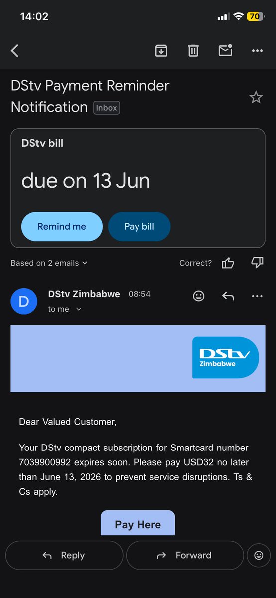 webster_dube's tweet photo. @DStvZimbabwe 

Offer Extension! 50% DISCOUNT! Pay USD16 ONLY (Excl Xtraview fee) for Compact on SC7039900992 &amp; enjoy. Offer valid till 31 May. T&amp;C apply

You never mentioned that the $16 i was supposed to pay and paid was for 13days. What is this now? https://t.co/ZR3rDNEVNz
