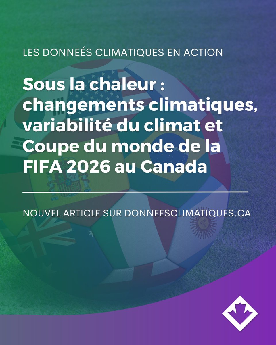 DonneesClim_ca's tweet photo. Nouvel article sur https://t.co/Dn9IiLQ7fQ : La chaleur se fait sentir : changements climatiques, variabilité du climat et Coupe du monde de la FIFA 2026 au Canada

https://t.co/9ypSpA113F

#FIFA2026 #CoupeDuMonde2026 https://t.co/8ORYpMFsX1