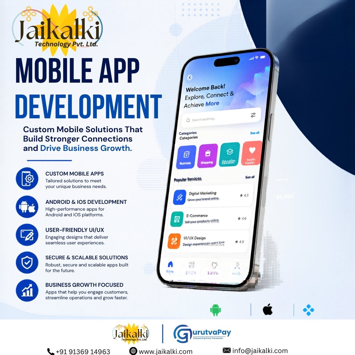 JaikalkiTPL's tweet photo. 📱 Build smarter, faster, and more engaging mobile apps with Jaikalki Technology Pvt. Ltd. Custom Android &amp; iOS solutions designed for growth, performance, and exceptional user experience. 🚀

🌐 https://t.co/AnonmTOSDI
📧 info@jaikalki.com
Hashtags:  #Jaikalki https://t.co/0gDb0Ht4i7
