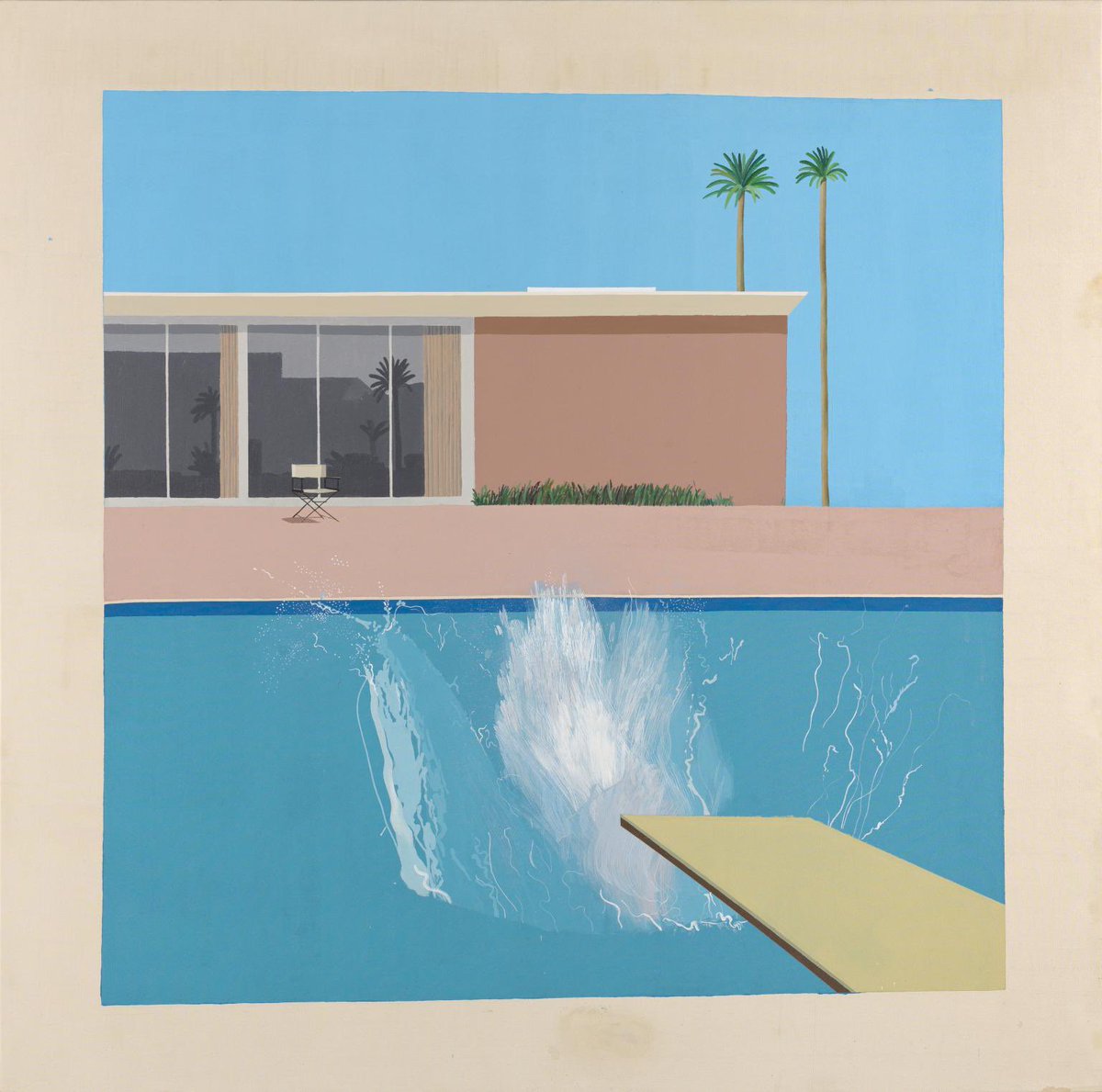 DailyArtApp's tweet photo. 💔David Hockney dies aged 88.
He explained:‘When you photograph a splash,you’re freezing a moment and it becomes something else. I realise that a splash could never be seen this way in real life,it happens too quickly. And I was amused by this,so I painted it in a very slow way.’ https://t.co/lCuFJ50fUG
