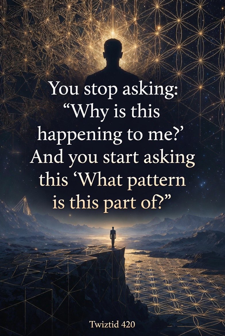 TaTTeD_HaTTeR's tweet photo. You stop asking “Why is this happening to me?”  
and start asking “What pattern is this part of?”

That one move ends the victim loop and puts you back in the driver’s seat.

Most people never make the switch.

#ThePatternArchitect #PatternSeer #ArchitectsEye #PatternRecognition #Discernment #ClarityIsBuilt #SignalOverNoise #IdentityLens #SacredGeometry #Consciousness #SelfAwareness #Psychology #Twiztid420 #fyp #foryou