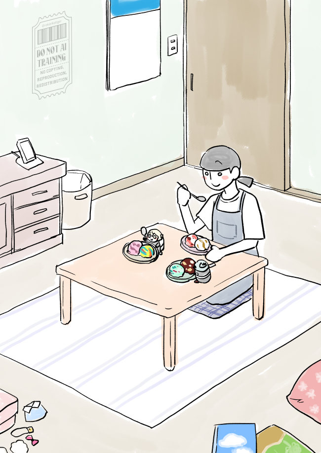 rakankatiger's tweet photo. アイスを楽しむふたもちと主🍨 https://t.co/f2ErBqdrXi