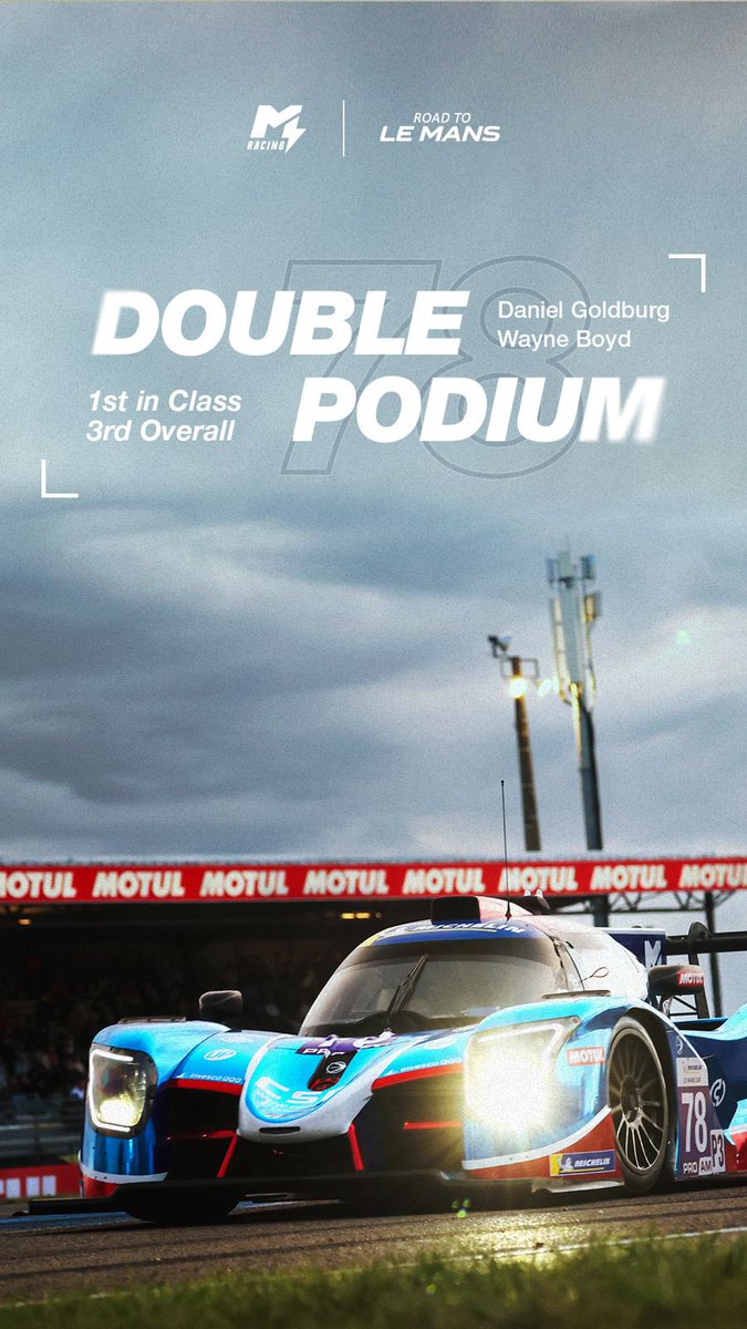 UnitedAutosport's tweet photo. Our friends at MRacing take home a double podium with United drivers Daniel Goldburg and Wayne Boyd 🏆👏

Battling the most prestigious track in the calendar and coming out first in class and 3rd overall for the #78 car - nice work guys! 👊

#BeUnited #RTLM #24LeMans https://t.co/XKg6yEnPbM