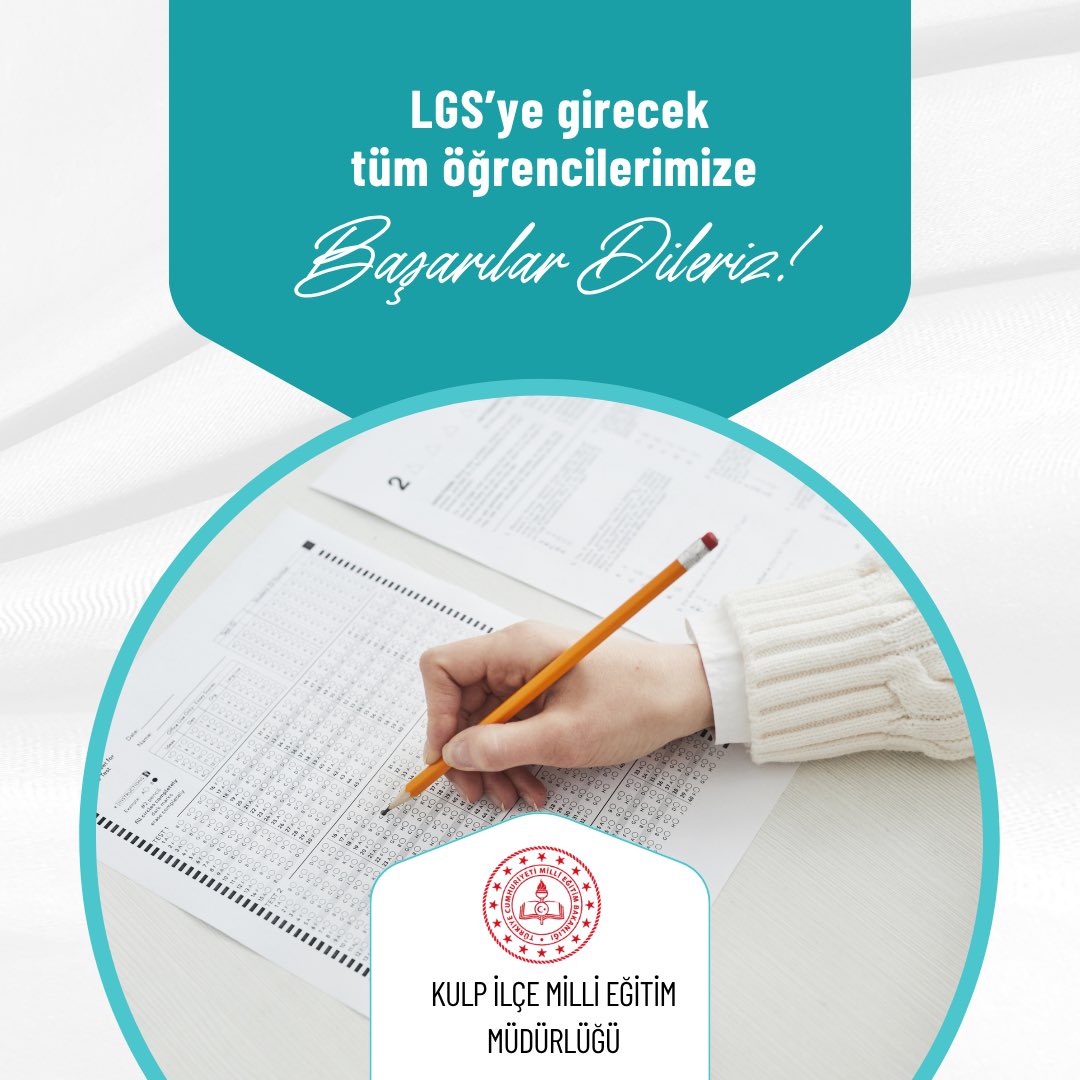 kulpmem's tweet photo. LGS’ye girecek tüm öğrencilerimize başarılar diliyoruz. Emeklerinizin karşılığını alacağınız, hedeflerinize ulaşacağınız bir sınav süreci geçirmeniz temennisiyle. Zihniniz açık, başarılarınız daim olsun.

@hhemm21 @TC_Kulp @burakakeller @sadoglu_salih @vali_zorluoglu https://t.co/AqdzTL6QRj