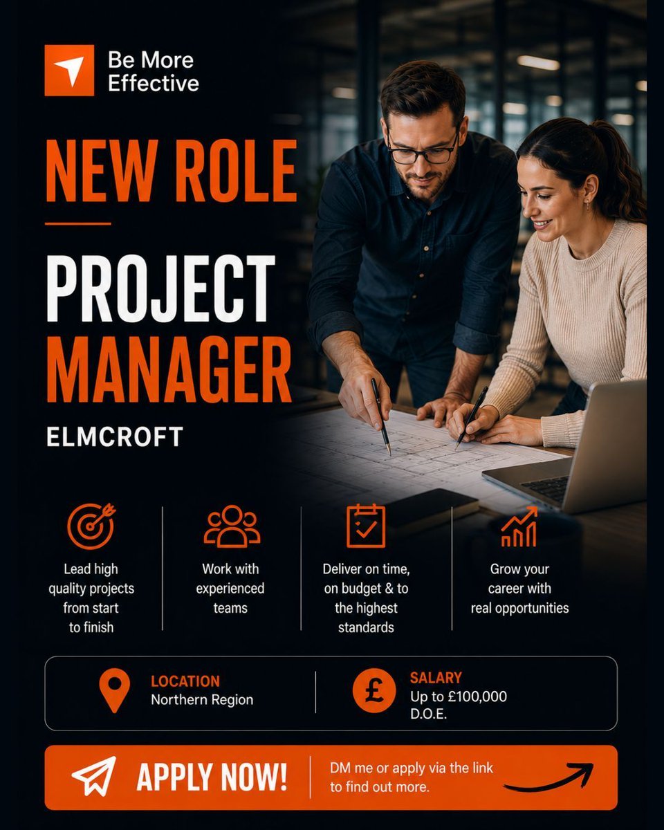 bemoreeffective's tweet photo. 🏗️ Recruiting for a Regional Project Manager | Groundworks / Civils

📍 Northern Region
💰 Up to £100,000 + Car Allowance + Bonus
🏗️ Multi-project regional leadership role

Simply follow the link below for more information:
https://t.co/oBDsRxupgF

#ProjectManager #Groundworks https://t.co/C9G2Z9bSrQ