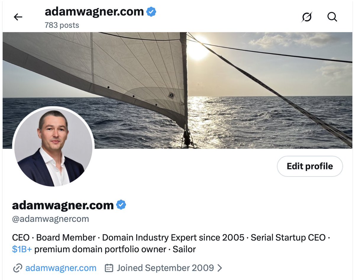 adamwagnercom's tweet photo. I like your approach @Almaadeed, making the domain name the center of the X identity. It brings together branding, authentication, and digital ownership.

I do exactly the same, as my professional and investing life revolves around domains. Brands, organizations and marketers should learn from it.
