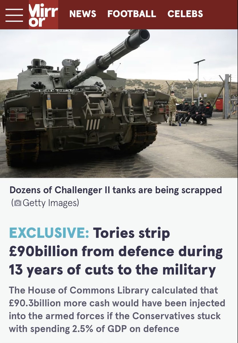 Frankie61H's tweet photo. @Nigel_Farage Hi Nigel .. Tory governments downsized and defunded the Armed Forces between 2010 and 2024, shrinking the regular army to its smallest size since the Napoleonic era. This 14-year period saw deep personnel cuts and delayed equipment upgrades !

Ahh but Reform are all ex-Tories ! https://t.co/LVw1Q5QOu4