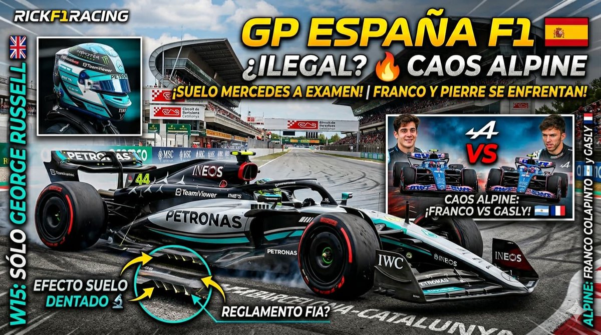 rickf1racing's tweet photo. Arde el paddock en Montmeló! 🔥 Hamilton mete presión en Ferrari mientras destapamos el gran secreto: ¿Es legal el nuevo suelo

​Todos los detalles técnicos y el análisis completo aquí: ↓

🔗 https://t.co/DeZthxftDf

​#rickf1racing #F1 #SpanishGP #Colapinto #MercedesAMGF1 https://t.co/7jQfg8bAm8