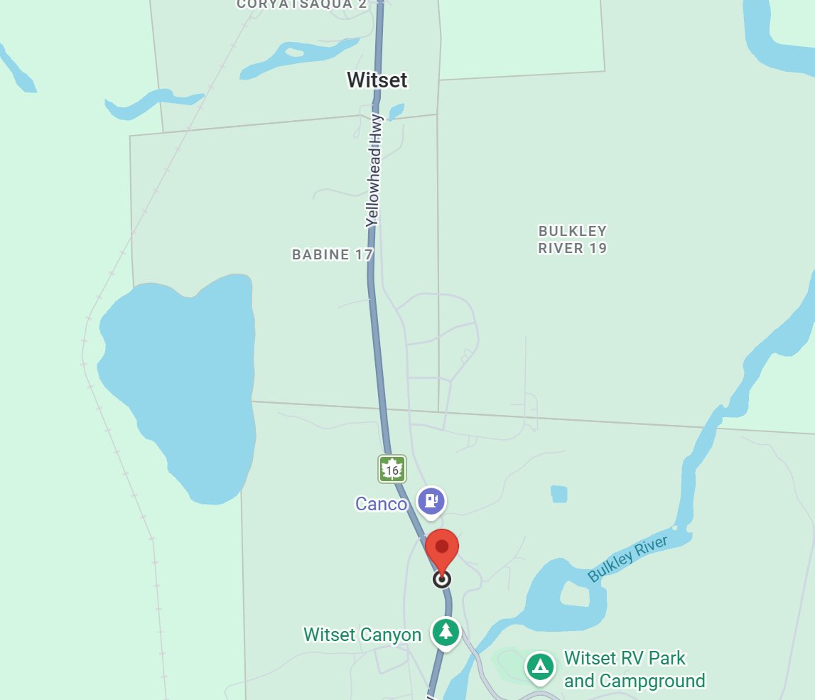 DriveBC's tweet photo. 📡⚠️ #BCHwy16 - Reports of the westbound lane being blocked due to a brush fire near Loop Road in the community of #Witset (North of #SmithersBC.) Emergency crews are on scene. Use caution in the area. #YelloweadHwy https://t.co/Svpq4mXPBK