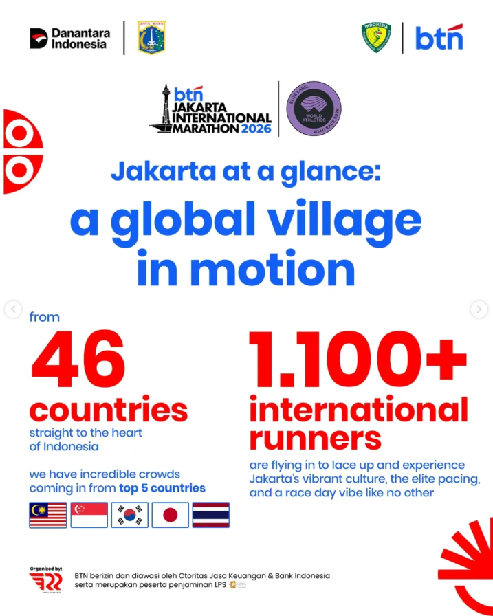 txtfrombrand's tweet photo. Agendanya besok tanggal 13-14 Juni 2026 bakal ada BTN JAKIM (Jakarta International Marathon)

Maraton skala internasional yang diselenggarain BTN sama Pemprov DKI Jakarta. Tercatat ada 1100+ partisipan dari 46 negara https://t.co/22PR4xGmDz