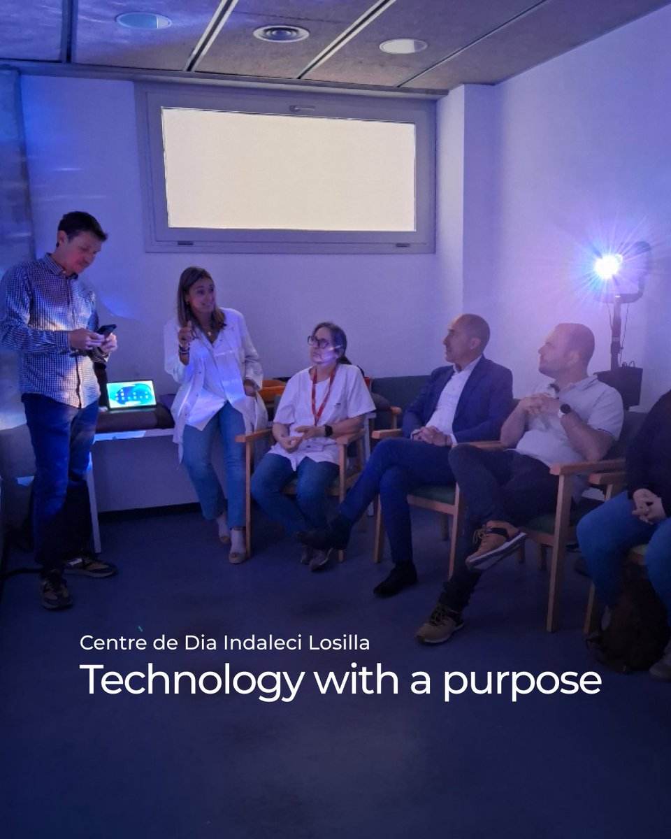 BroomxTech's tweet photo. At Centre de Dia Indaleci Losilla, from Hospital de Sant Celoni, they are using our MK1 immersive projector as a key therapeutic tool.

Seniors are stimulating their memory through reminiscence, reducing anxiety, and sharing moments full of joy.

https://t.co/XRAyf0QDIh https://t.co/I9bniST8qh