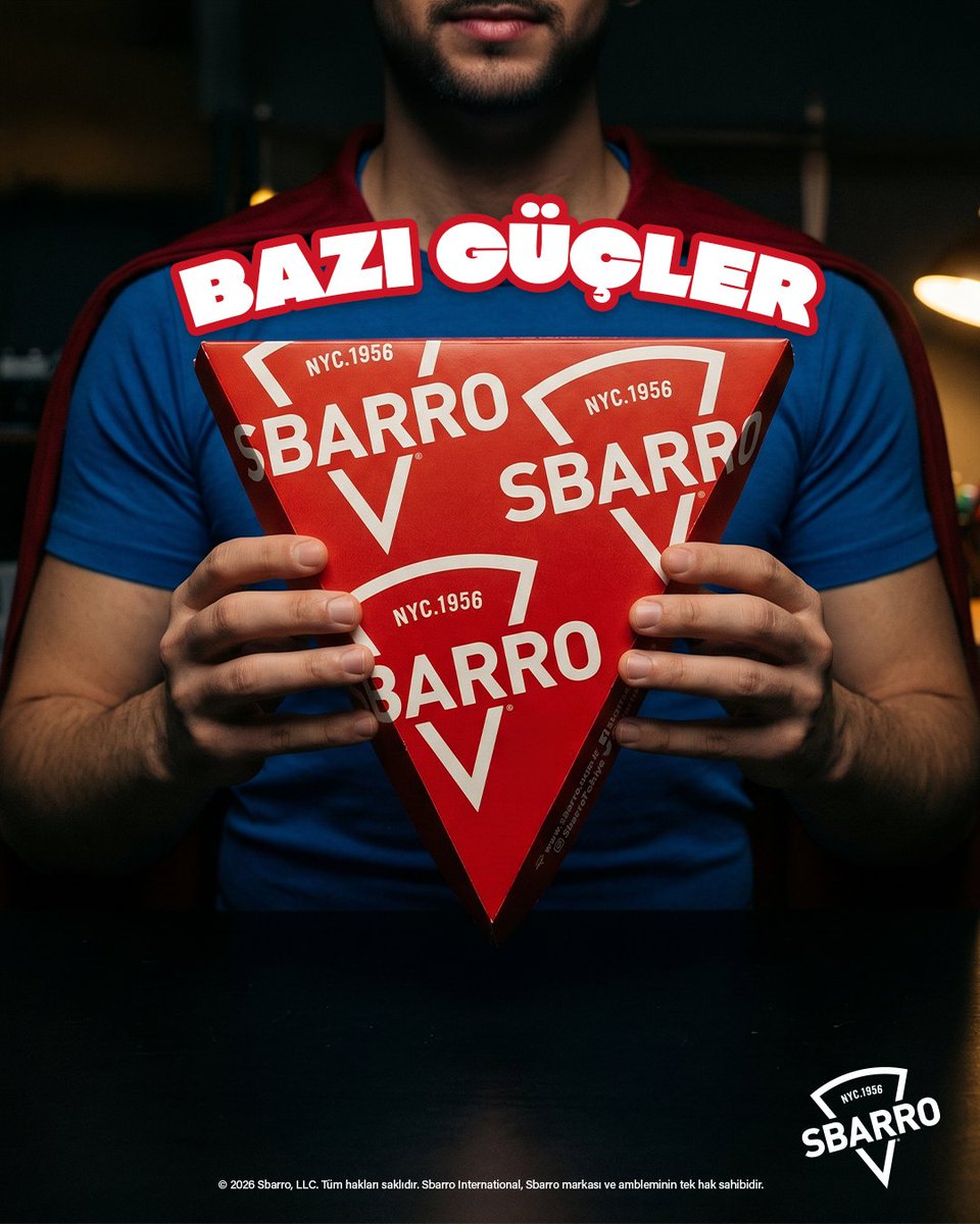 SbarroTR's tweet photo. En süper özelliği, tek başına süper lezzetli ve süper doyurucu! 🦸🏻 ☄️ En sevilen özelliği de yenilebilir olması… 😋
#SbarroTürkiye #HayatınEnLezzetliDilimi https://t.co/oZcvSc37aI