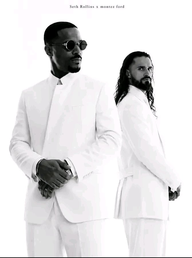 Eromina_Mutairu's tweet photo. Are Seth Rollins and Montez Ford preparing to be a team or to release an album?  😂 https://t.co/0hX3hGd344