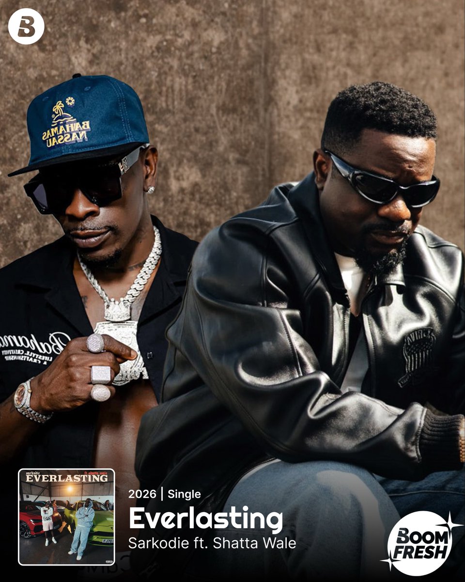 BoomplayGhana's tweet photo. Sark. Shatta. Sharp, ɛnyɛ kasa! ♨️
When we have @sarkodie and @shattawalegh on the beat, it's #Everlasting 🔊, no be faking! 🇬🇭

STREAM NOW on #Boomplay 📲.

🔗: https://t.co/vfCqz4CcOi

#HomeOfMusic #BoomFresh https://t.co/q07oyw9mrf