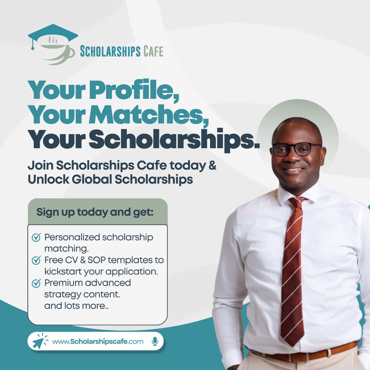 olumuyiwaayo's tweet photo. Worried about financial aid? Many opportunities exist, from scholarships to assistantships. Start researching now, and don’t let funding be a roadblock!

Create an account on Scholarships Cafe today in less than 8 seconds and get matched with your dream scholarships: https://t.co/NlyYzlRJYW