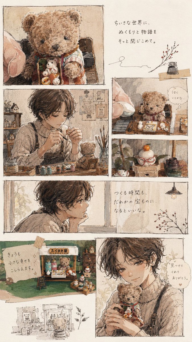 desk_yy's tweet photo. 一コマ目から指ひん曲がってていろいろめちゃくちゃだがふくまき🐻はかわいい！ https://t.co/fWmUSlHCTA