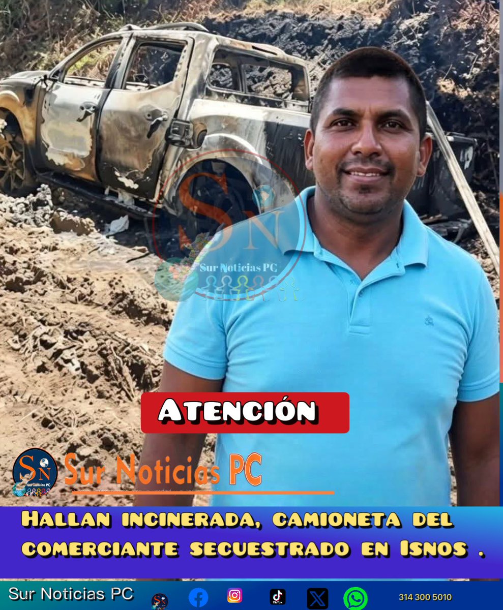 SurNoticias2's tweet photo. #Judicial |🚨 Hallan incinerada la camioneta del comerciante secuestrado en el sur del Huila.
https://t.co/aulAOClhgV https://t.co/BH9V6jEFmT