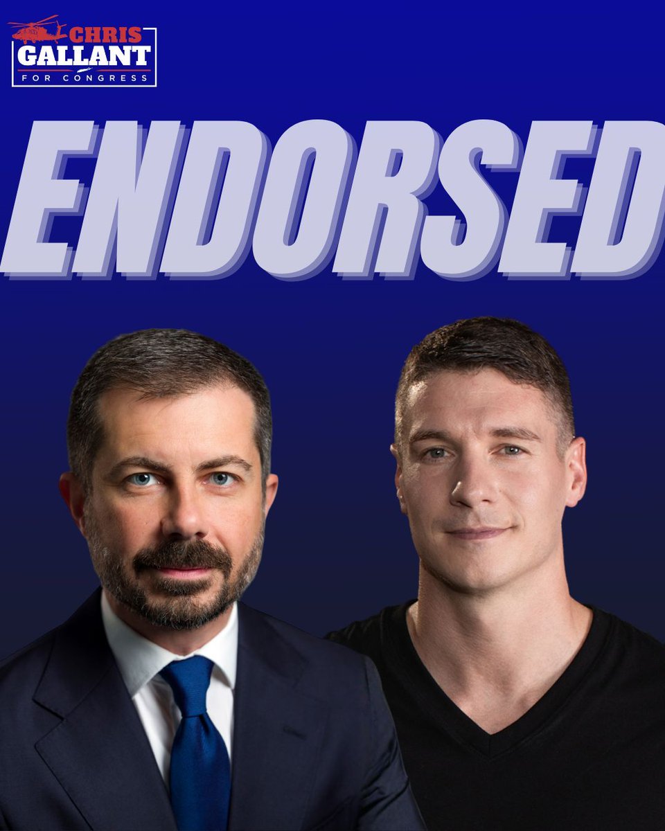 _gallantny's tweet photo. Honored to earn the endorsement of Pete Buttigieg.

“Chris Gallant understands what public service truly means. As a veteran, Black Hawk pilot, firefighter, union leader, and air traffic controller, Chris has spent his life in the service of protecting fellow Americans. Long Island families deserve a representative like him who will be fully dedicated to making life more affordable, protecting health care, keeping communities safe, and bringing accountability back to Washington. Our nation would be better off with more people like Chris Gallant in Congress, and I’m proud to endorse him.”

Service has always been at the center of my life. Whether flying missions in the Army National Guard, protecting our communities as a firefighter, guiding aircraft safely as an air traffic controller, or advocating for workers as a union leader, I’ve dedicated my career to helping others.

I’m grateful for Pete’s support and proud of the movement we’re building across Long Island. Together, we’re proving that people-powered campaigns can take on the status quo and deliver the affordable future Long Islanders deserve.

#ChrisGallant #NY01 #LongIsland #PeoplePowered #PeteButtigieg