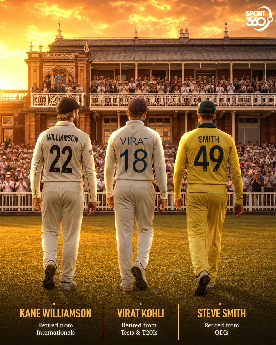 Sport360's tweet photo. A golden generation, slowly turning into a memory 🥹

🇳🇿 Kane Williamson
🇮🇳 Virat Kohli
🇦🇺 Steve Smith https://t.co/Xj6OxKXuuh