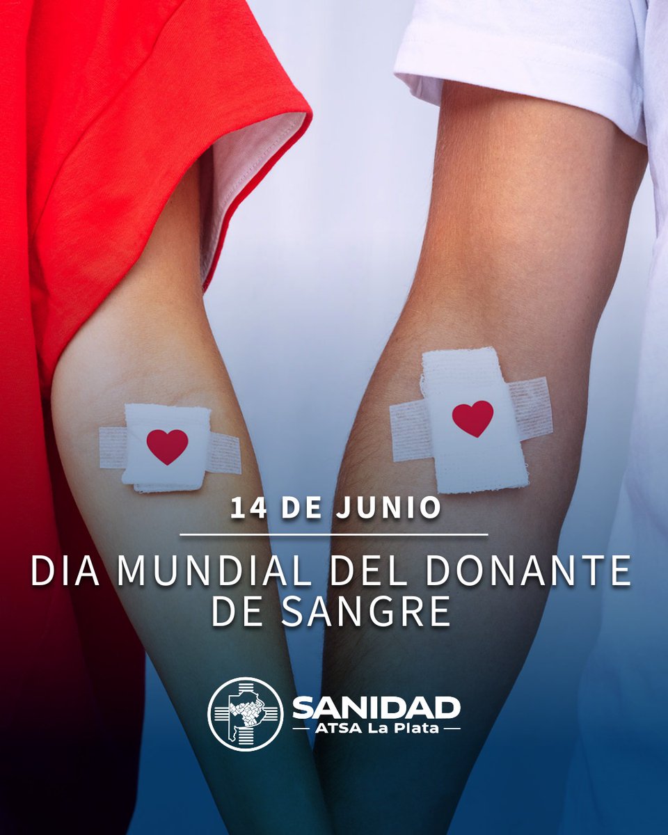 ATSALaPlata1's tweet photo. 📆Cada 14 de junio se celebra el "Día Mundial 🌎del Donante de Sangre"💉#SanidadAtsaLaPlata #SiempreJuntoAVos #donasangredonavida❤️ https://t.co/xfAoeZF3hF