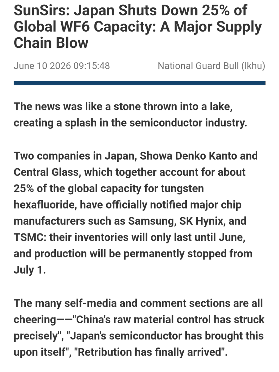 Alexsei88's tweet photo. Booom!

Nyt on isoa uutista!

Eiköhän volframibullilla ole kaikki hyvin. Nyt vasta on alkamassa näkymään se todellinen volframipula. 

Melkein 1.5 vuotta siihen meni, nyt on varastot kuivana?

https://t.co/1wQukLRY0a

#Tungsten $EQR.AX $GMTL 🍀 https://t.co/U43BWZK6Ei