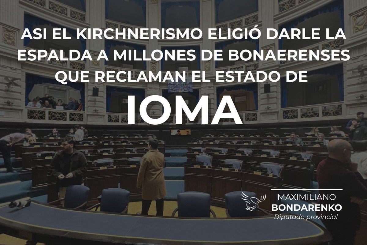 bondarenko_maxi's tweet photo. Pedimos debatir la crisis de IOMA. Nos dijeron que NO.

Miles de bonaerenses esperan atención médica, medicamentos y respuestas.
Pero el oficialismo sí encontró tiempo para exigir la liberación de Cristina Kirchner y dar discursos políticos.

La salud puede esperar. La militancia, no.
Así gobierna el kirchnerismo en nuestra provincia.