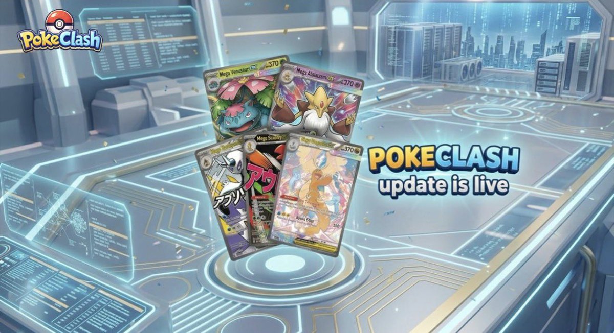pokeclashfun's tweet photo. Hi PokeClashers,

The update is now LIVE. Here’s what’s new:

● Challenge Arena (Duels)

Create a challenge by staking SOL (0.1, 0.5, or a custom amount) into escrow. Another player can accept by matching your stake.

Both Defense Teams will automatically battle with a full battle animation. The winner receives the entire pot (2x the stake minus a 3% fee).

There are no automatic payouts. Simply press CLAIM to withdraw your winnings directly to your wallet.

All deposits and payouts are verifiable on-chain.

Duels are separate from the leaderboard and do not affect rankings.

● Super Power Pack

For 1 SOL, receive 3 random MEGA-tier cards — the new highest rarity above Mythic.

MEGA cards feature massive stats and a 2.2x battle multiplier.

MEGA cards are shop-exclusive and cannot be obtained from gacha.

Opening a Super Power Pack triggers a special golden reveal animation.

● Fusion Lab Fixed

Fusion is now fully operational.

Combine two different cards to create exclusive fusion cards with unique abilities and power.

● Defense Team Improvements

You can now tap any card in your Defense Team to view its full stats, skills, and battle details.

Additional improvements have also been made to the Defense Team setup experience.

More updates are already being worked on.

Enjoy the update and see you in the arena.
$POKEC