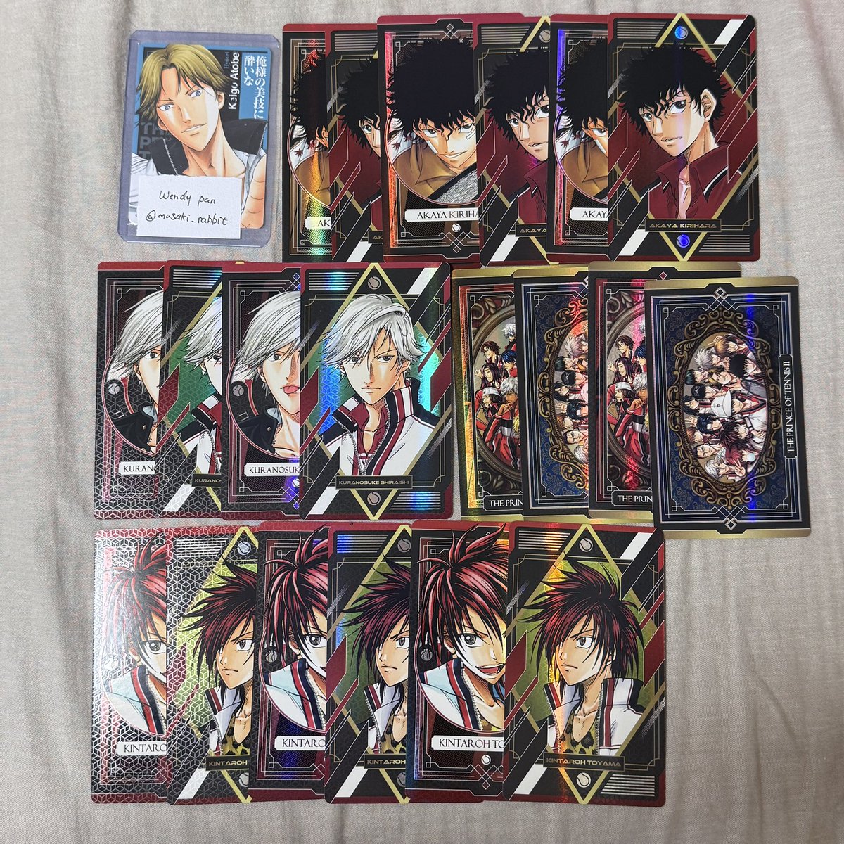 masaki_rabbit's tweet photo. 新テニスの王子様 テニプリ オーロラアルカナコレクション お守り型ステッカー アクリルキーホルダー 交換

譲：画像
求：同種　手塚　跡部

郵送は希望です。
6/17 17:00以降池袋手渡し可能です。
お気軽にお声掛けください。 https://t.co/TZ0D3chlXp