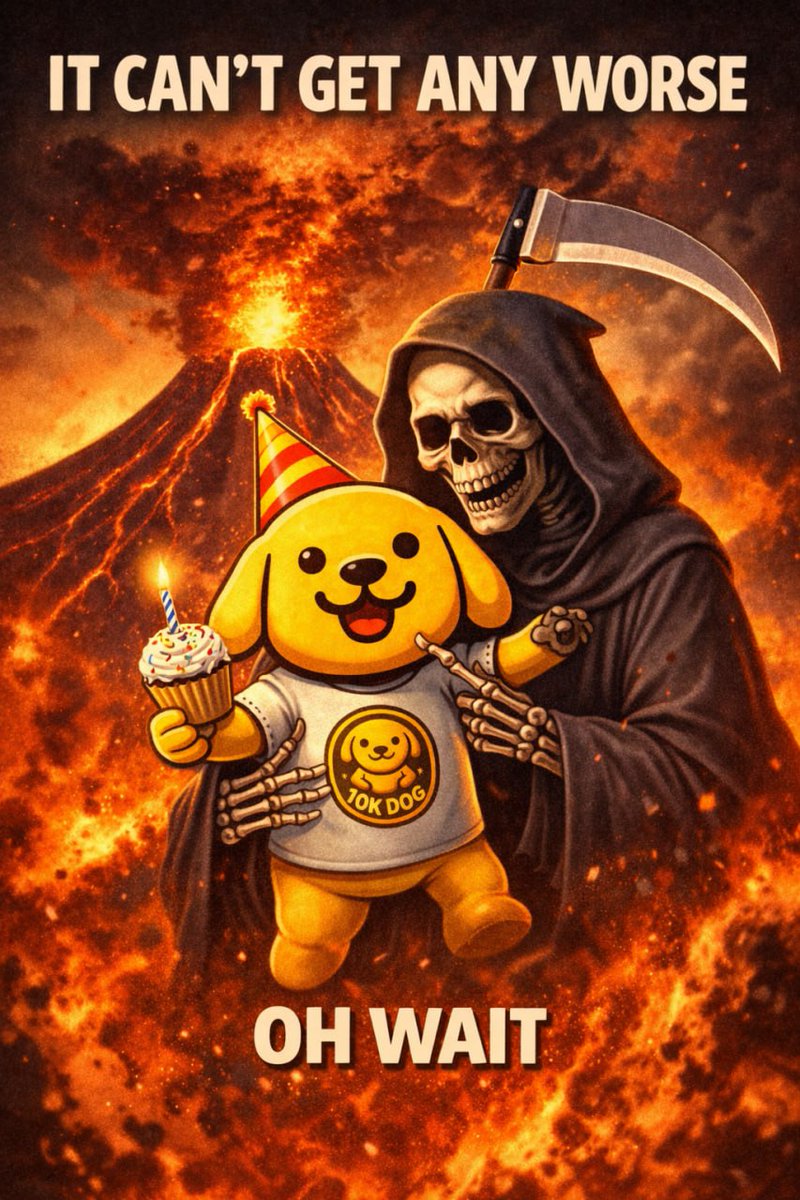 10Kdogcoin's tweet photo. Everything is fine. Definitely fine. 🌋🐶☕️
#10KDOG #CryptoLife #DeathCross https://t.co/BnNAtz5IYj