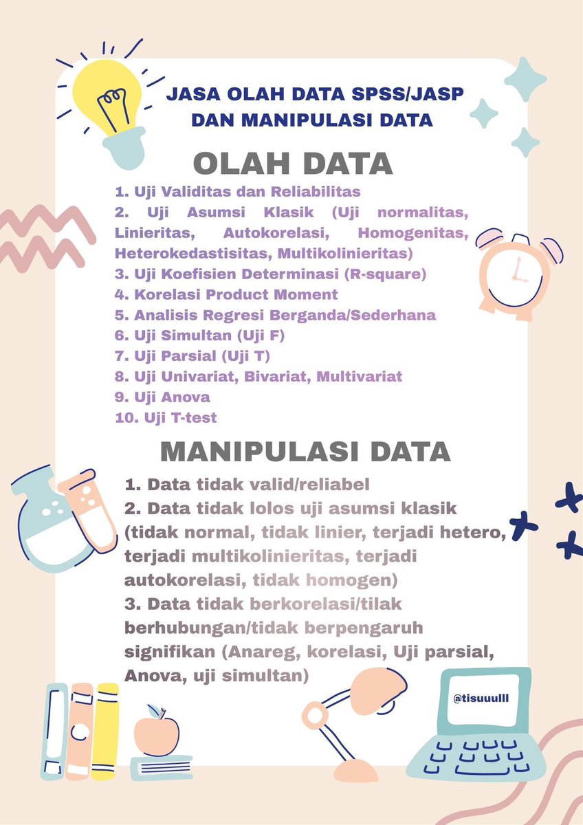 tisuuulll's tweet photo. Terkhusus yang mau joki olahdata SPSS/JASP dan MANIPULASI DATA bisa ke aku yaaaa, kalau mau nanyananya detailnya juga bolee langsung chat yaaa https://t.co/LWVF36YaO3 thanks all #zonauang #zonajajan️️ #jokispss #jokimurah #zonajajan️️ https://t.co/mBnXbGRVaH