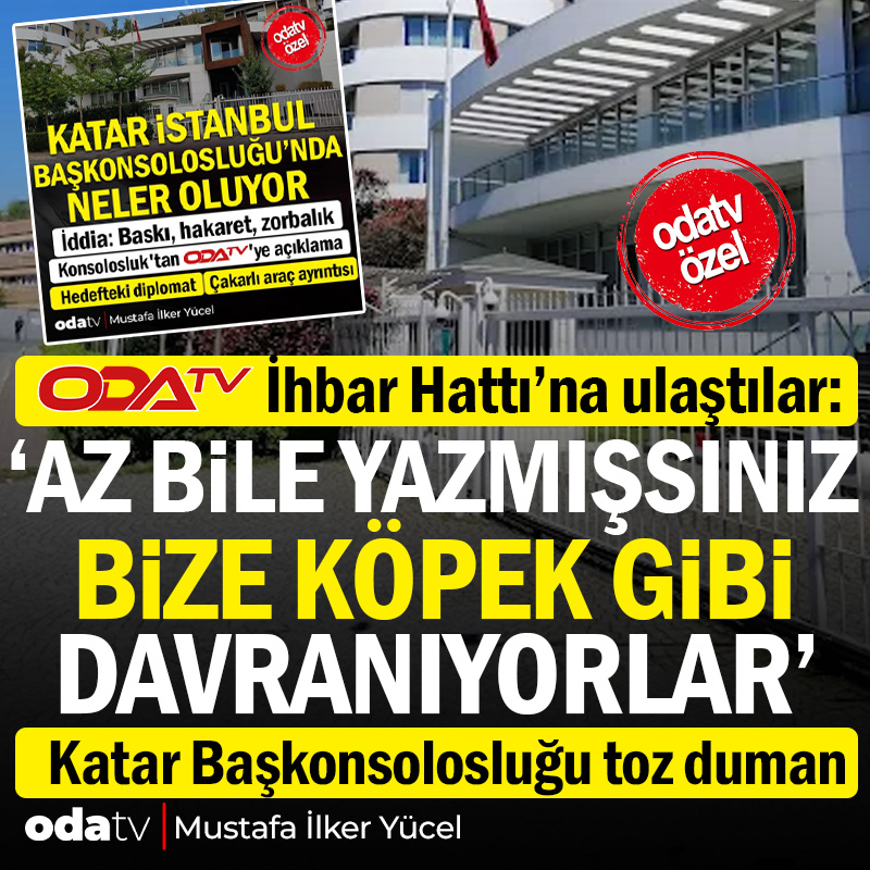 odatv's tweet photo. “Katar Başkonsolosluğu’nda neler oluyor: Baskı, hakaret, zorbalık ” başlıklı haberimizden sonra Başkonsolosluk adı geçen diplomatı savundu, iddiaları reddetti. Çalışanlar bu kez toplu açıklama yaptı. Odatv ihbar hattına ulaşan başka bir çalışan da başına gelenleri anlattı, belgelerini gönderdi

Haber | Mustafa İlker Yücel

https://t.co/VTKqqgX0ov