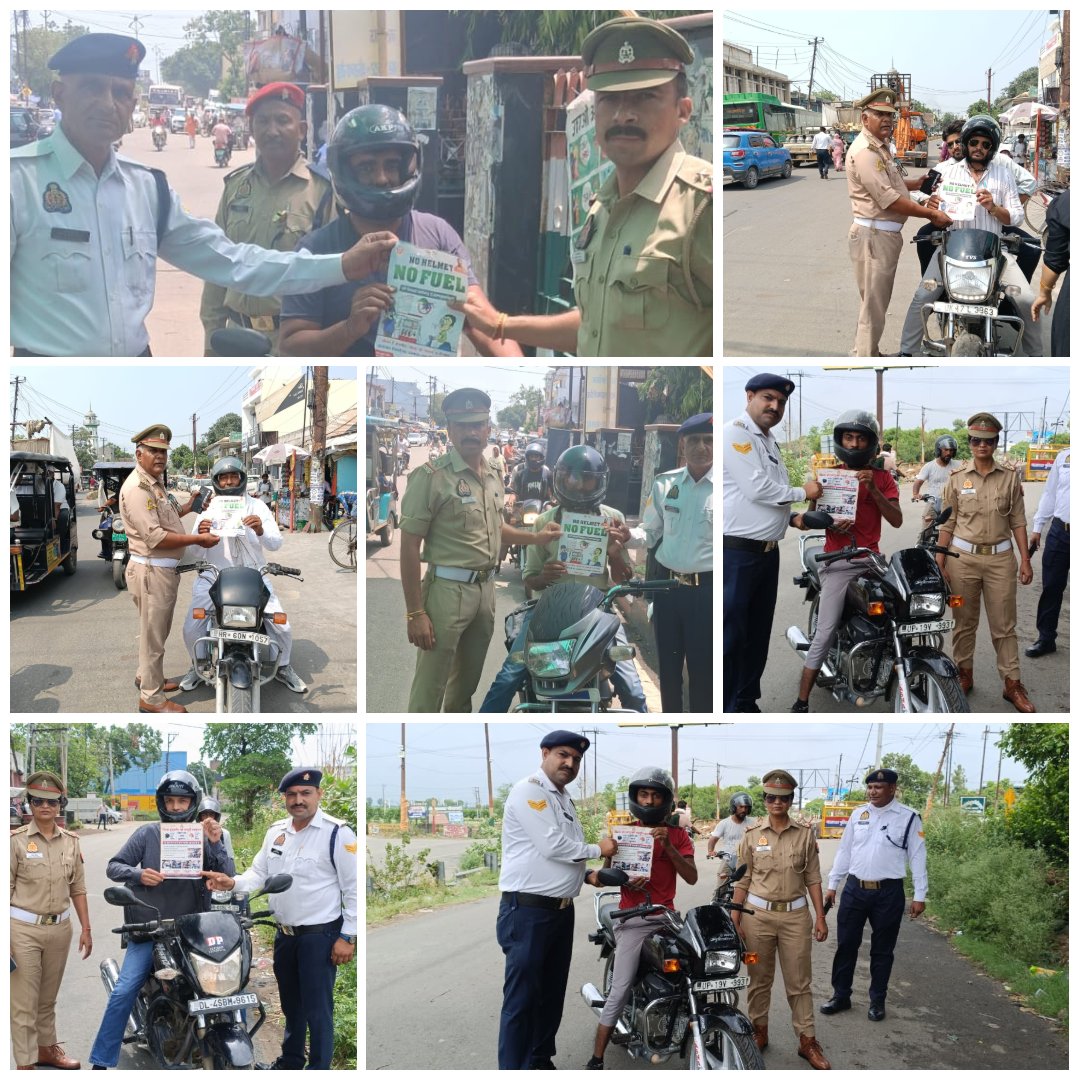 PoliceShamli's tweet photo. #SPSHAMLI श्री एन.पी.सिंह के निर्देशन मे #TrafficShamlipolice द्वारा #Helmet व #SeatBelt के अनिवार्य प्रयोग के साथ #NoHelmetNoFuel अभियान के तहत आमजन को #SafeDrive हेतु जागरूक किया जा रहा है #uppolice
@dgpup 
#RoadSafety #AccidentFreeShamli
@adgzonemeerut
@digsaharanpur https://t.co/P73xbm5OuB